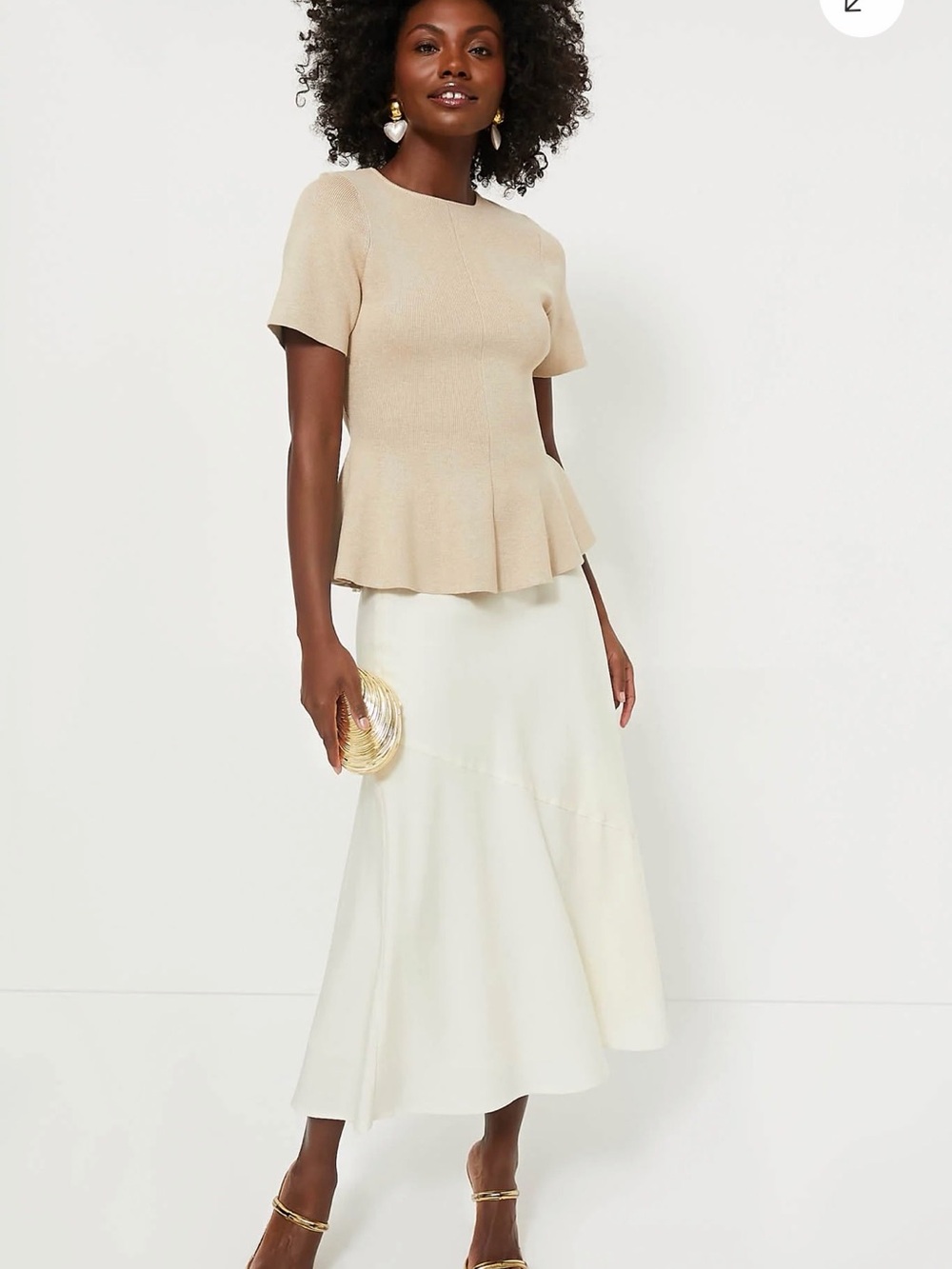 Tuckernuck Hyacinth House Phoebe Peplum Top Xxl Beige Minimal Capsule Career